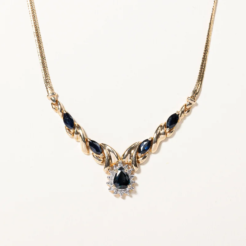 Sapphire & Diamond Scoop Pendant Necklace | 1.50ctw, 0.04ctw | 16" |