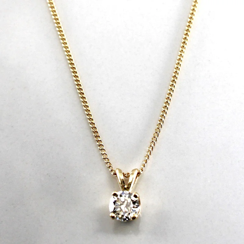 Solitaire Diamond Pendant Necklace | 0.32ct | 16"|