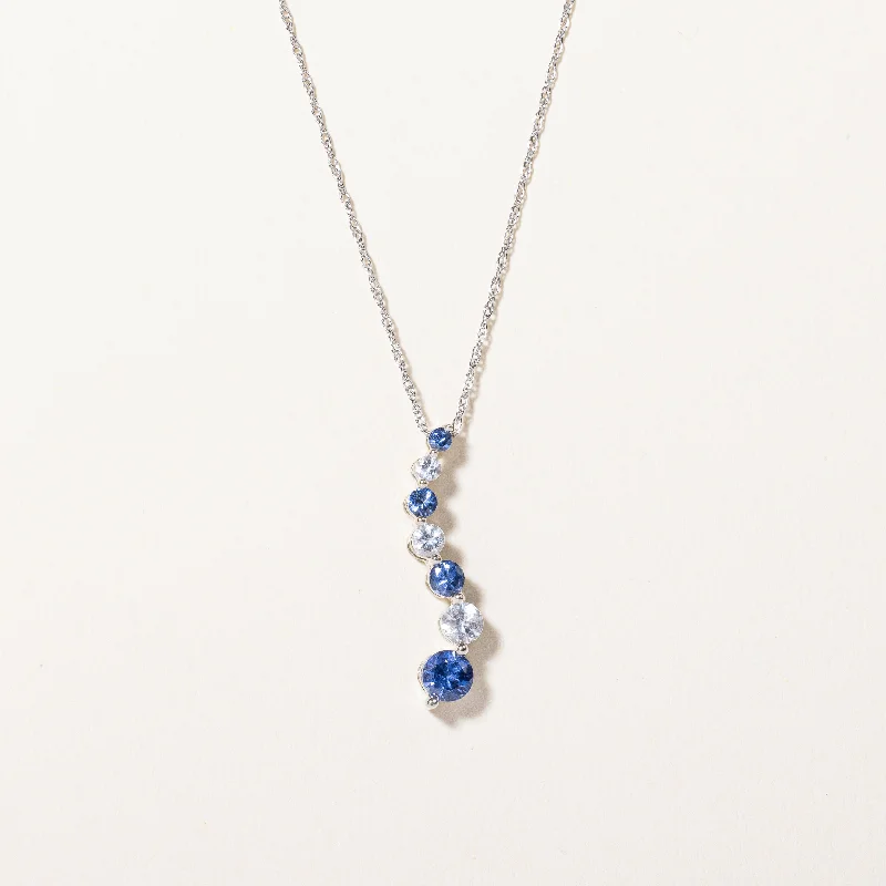 Synthetic Blue & Colourless Sapphire Pendant Necklace | 0.35ctw, 0.25ctw | 18" |