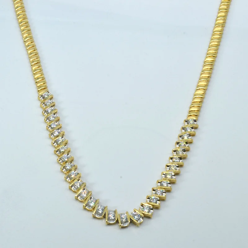 Tension Set Diamond Necklace | 3.00ctw | 16"|