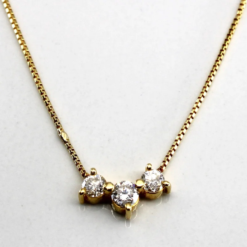 Three Stone Diamond Necklace |0.28ctw | 16"|