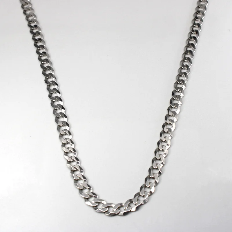 White Gold Curb Link Chain | 22"|