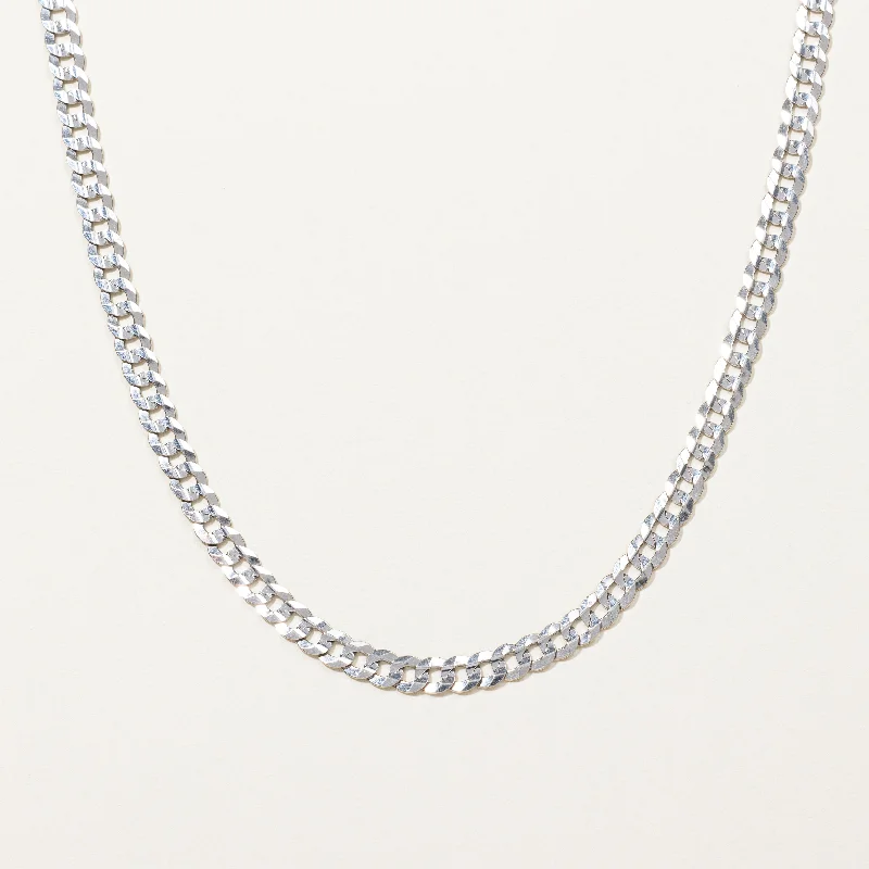 Italian White Gold Curb Link Chain | 22"|